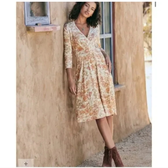 Peruvian Connection Persephone Floral Vneck Midi Dress - Picture 1 of 10